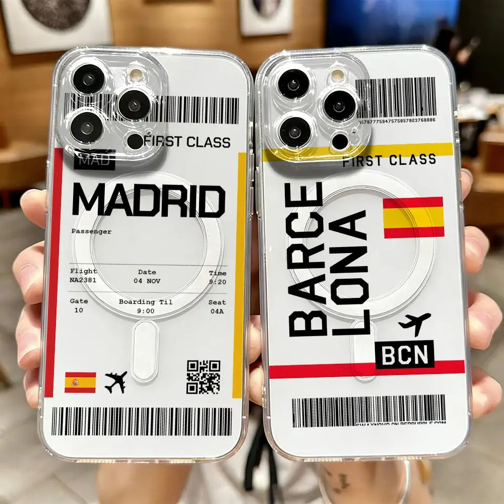 Wireless Charger - Travel Plane Ticket Spain Phone Case