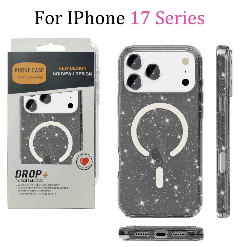 Wireless Charger - Bling Glitter Clear Magnetic Phone Case