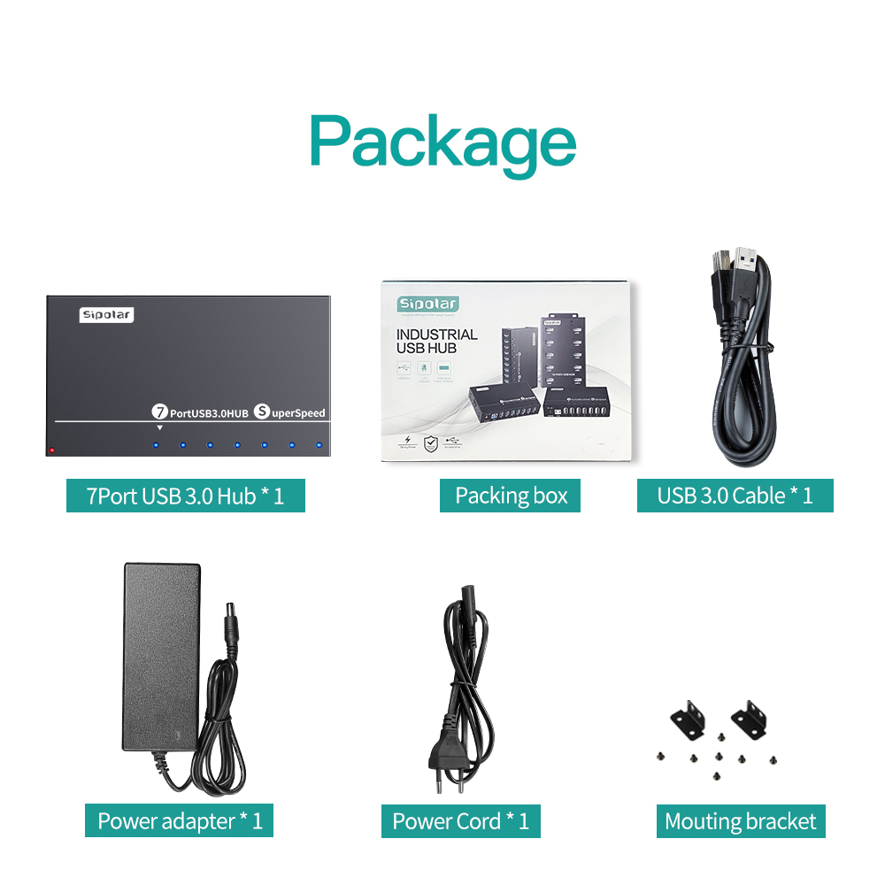 Usb Hub - A173 7 Ports USB3.0 Metal Industrial