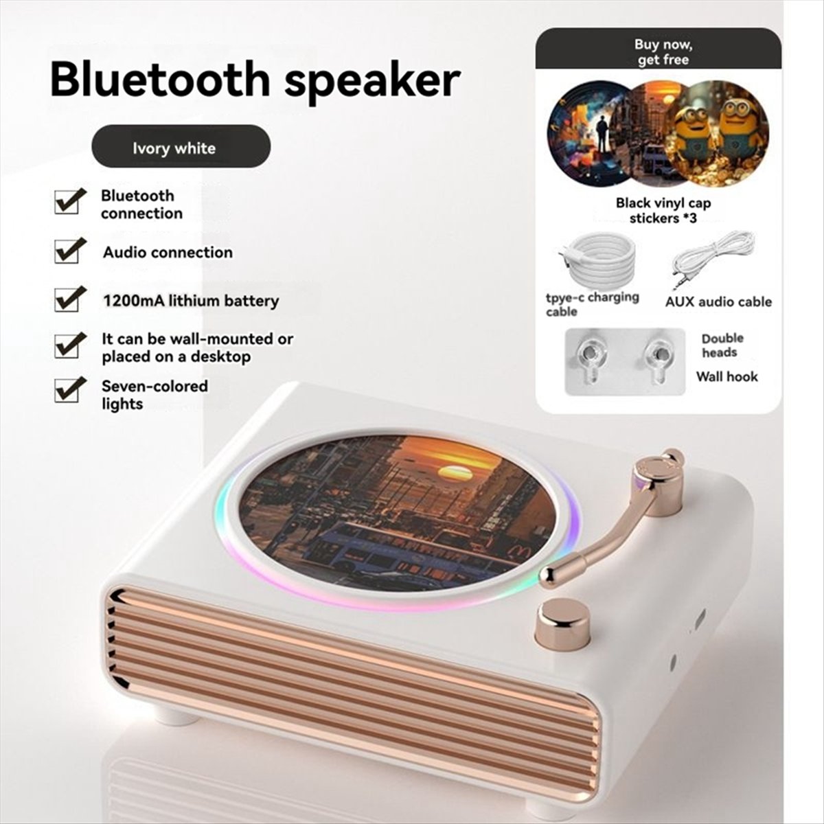 *X07A Portable Retro White Blu - огляд і ціна Bluetooth Speaker